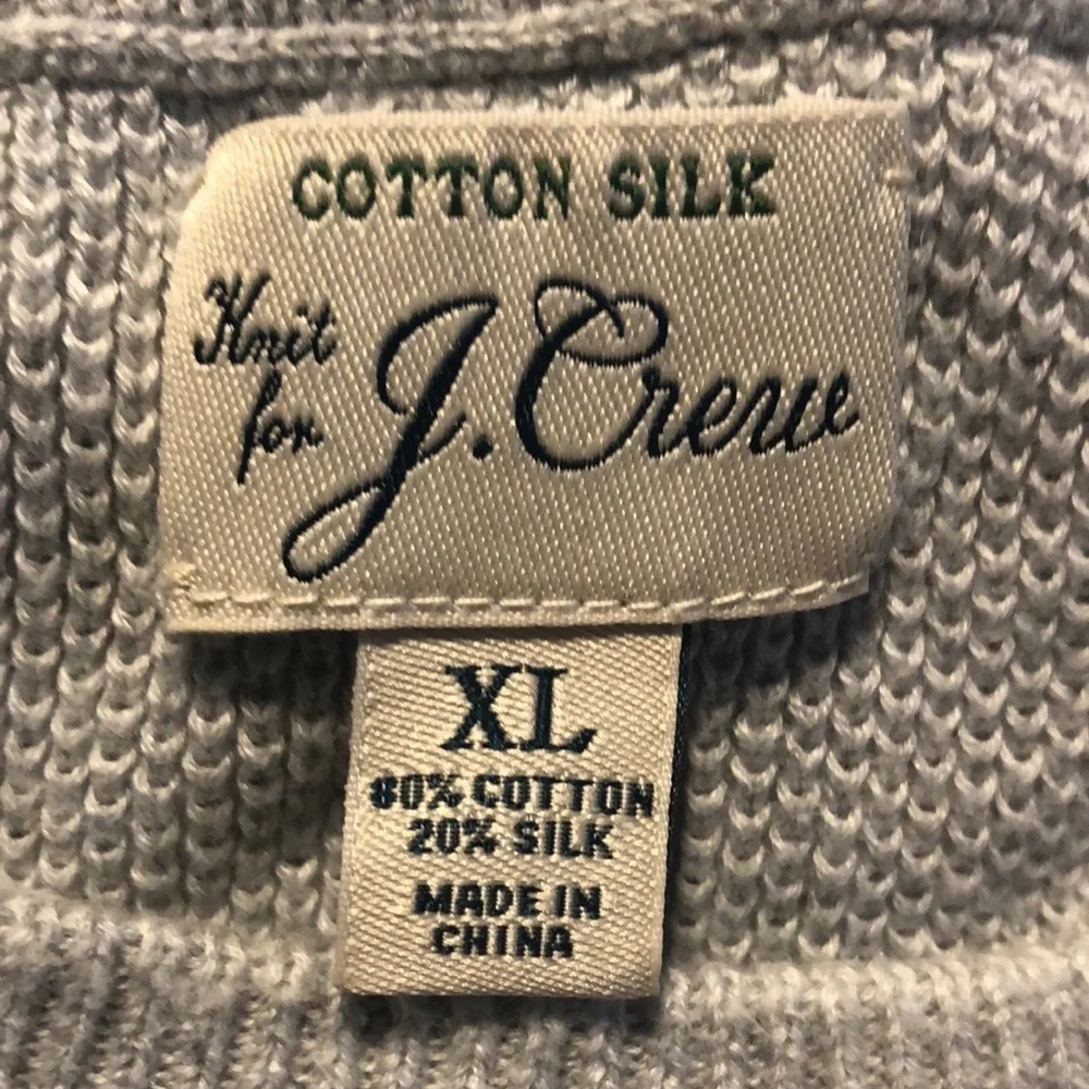J. Crew Men’s Cotton Silk Blend Knit Crewneck Pique Stitch Sweater | Size XL